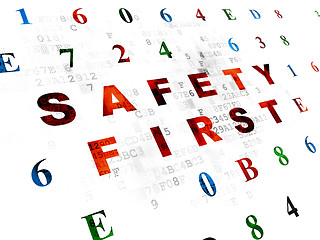 Image showing Protection concept: Safety First on Digital background