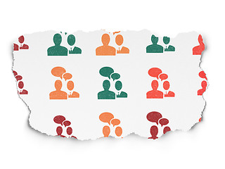 Image showing Business concept: Business Meeting icons on Torn Paper background