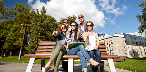 Image showing group of students or teenagers showing thumbs up