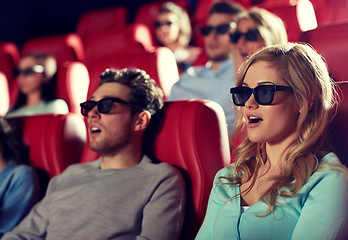 Image showing friends watching horror movie in 3d theater