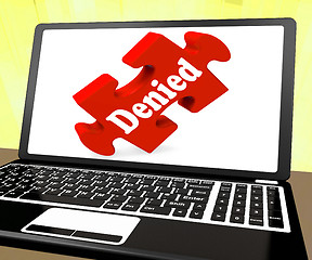 Image showing Denied Laptop Shows Denial Deny Decline Or Refusals