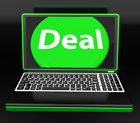 Image showing Deal Laptop Shows Contract Online Trade Deals Or Dealing