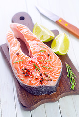 Image showing raw salmon steak