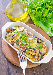 Image showing eggplants with meat and cheese