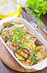 Image showing eggplants with meat and cheese