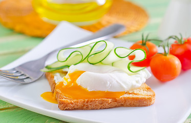 Image showing toast with poached eggs