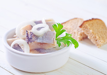 Image showing herring with onion and bread