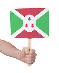 Image showing Hand holding small card - Flag of Burundi