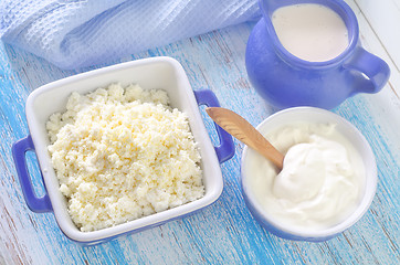 Image showing cottage,milk and sour cream