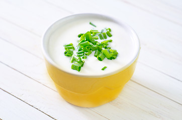 Image showing sour cream with green onion