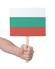 Image showing Hand holding small card - Flag of Bulgaria