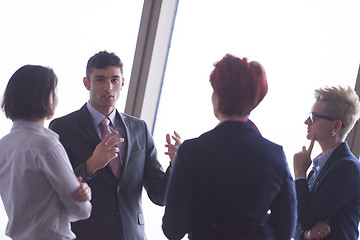 Image showing business people group on meeting at modern bright office