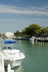 Image showing canal with boats and homes florida keys