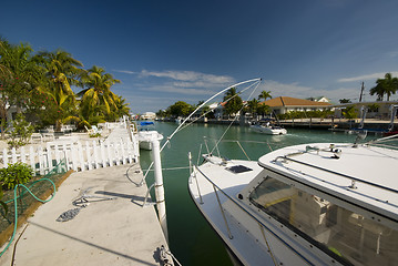 Image showing canal with boats and homes florida keys