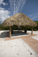 Image showing tiki hut thatch roof coco plum beach florida keys