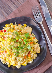 Image showing rice with meat and vegetables