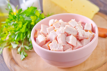 Image showing ingredients for salad, chicken and cheese