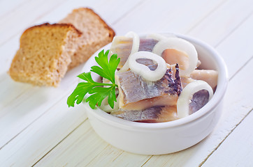 Image showing herring with onion and bread