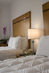 Image showing hotel room with down comforter south beach florida