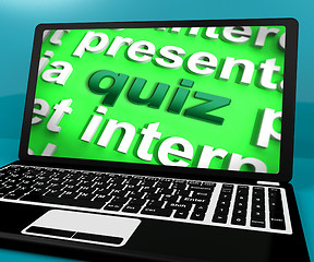 Image showing Quiz Computer Means Test Quizzes Or Questions Online