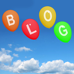 Image showing Four Blog Balloons Show Blogging and Bloggers Online