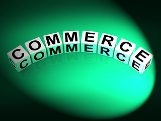 Image showing Commerce Dice Represent Commercial Marketing and Financial Trade