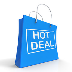 Image showing Hot Deal On Shopping Bags Shows Bargains Sale And Save