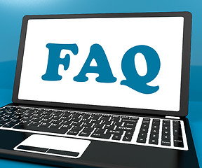 Image showing Faq On Laptop Shows Solution And Frequently Asked Questions Onli