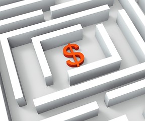 Image showing Dollar Sign In Maze Shows Dollars Credit