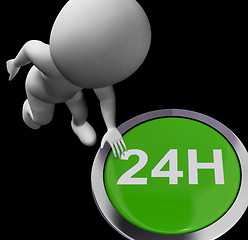 Image showing Twenty Four Hours Button Shows Open 24H