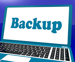 Image showing Backup Laptop Shows Archiving Back Up And Storage