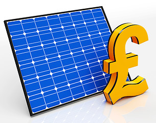 Image showing Solar Panel And Pound Sign Shows Saving Money