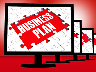 Image showing Business Plan On Monitors Showing Corporate Management