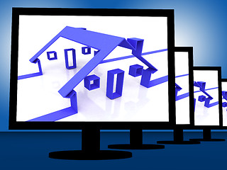 Image showing Houses On Monitors Showing Real Estate Icon