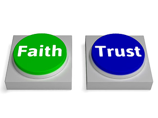 Image showing Faith Trust Buttons Shows Trusting Or Believing