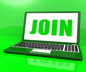 Image showing Join On Laptop Shows Register Membership Or Volunteer Online