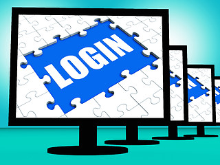 Image showing Login Monitors Shows Web Internet Log In Security