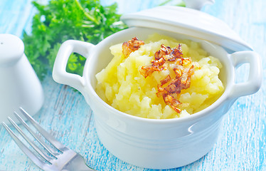 Image showing mashed potato with fried onion