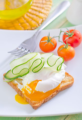 Image showing toast with poached eggs