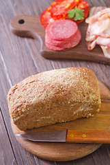 Image showing bread, salami and bacon