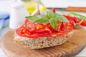 Image showing bread with salami