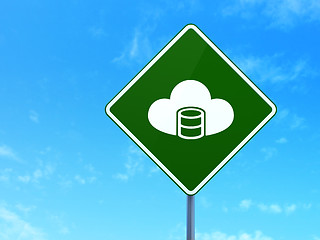 Image showing Database concept: Database With Cloud on road sign background