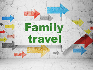 Image showing Travel concept: arrow with Family Travel on grunge wall background