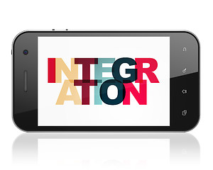 Image showing Business concept: Smartphone with Integration on  display