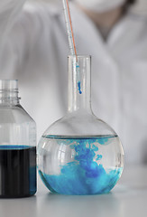 Image showing close up of scientist making test in lab