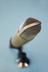 Image showing close up of microphone at recording studio 