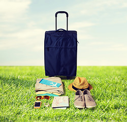 Image showing travel bag and personal stuff for vacation