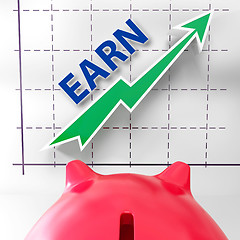Image showing Earn Graph Means Rising Income Gain And Profits