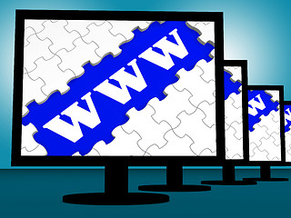 Image showing Www On Monitors Shows Websites Internet Web Or Net