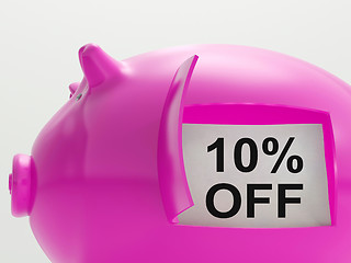 Image showing Ten Percent Off Piggy Bank Shows 10 Savings